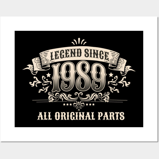 Retro Vintage Birthday Legend Since 1989 All Original Parts Wall Art by star trek fanart and more